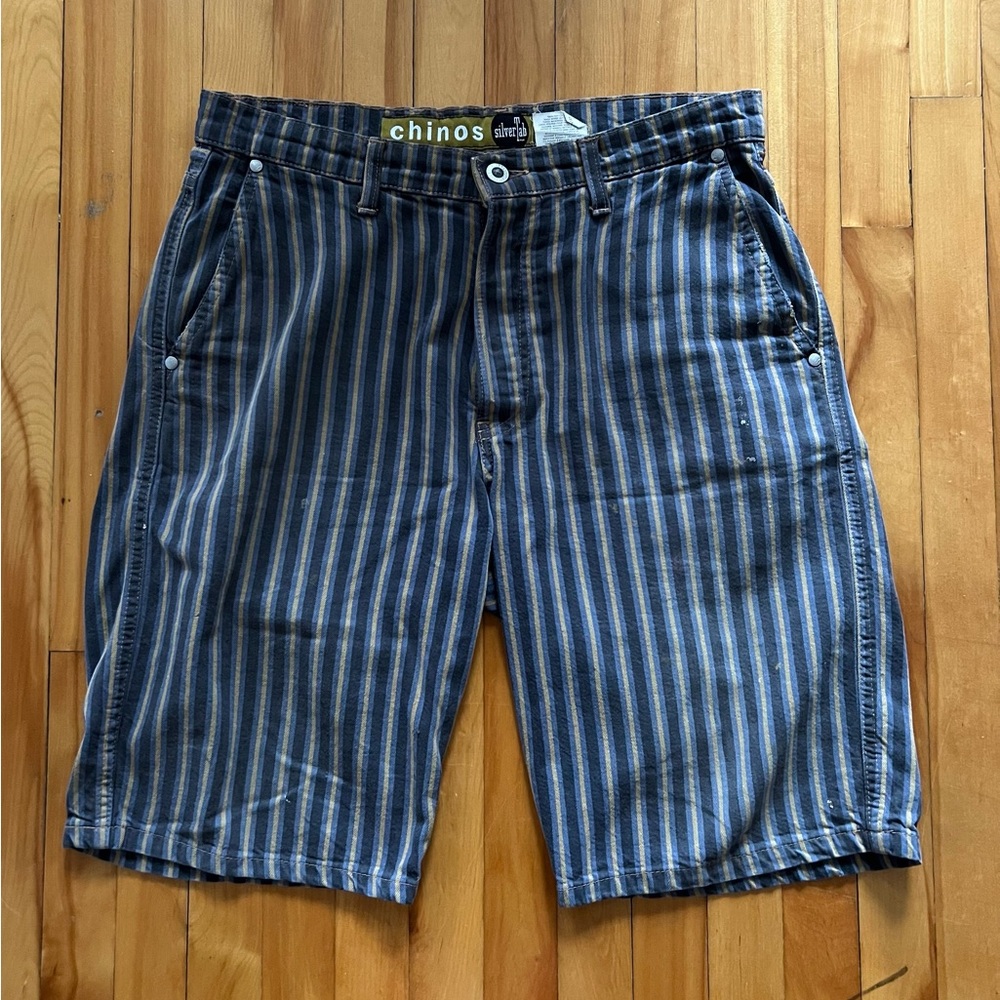 Vintage Levis SilverTab Baggy‎ Chino Shorts Mens 32 Striped 90s Y2K